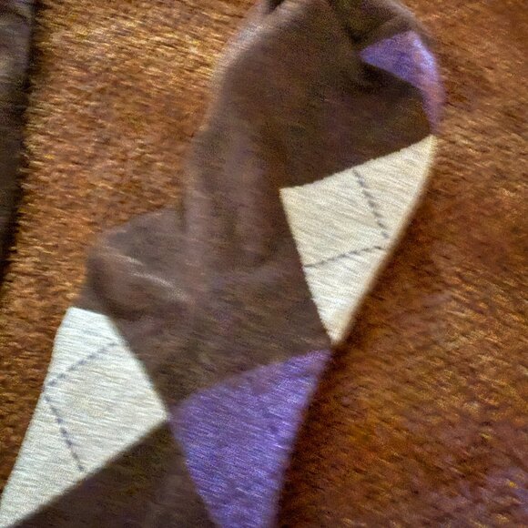 Vintage Me Moi Brown and Purple Argyle Footed Sweater Tights S/M - Picture 3 of 4